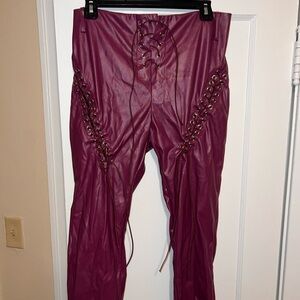 Cute purple faux leather going out pants